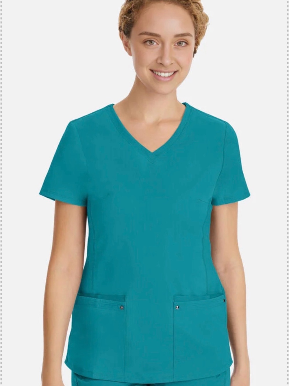 Healing Hands Juliet V-Neck Yoga Teal Scrub Top